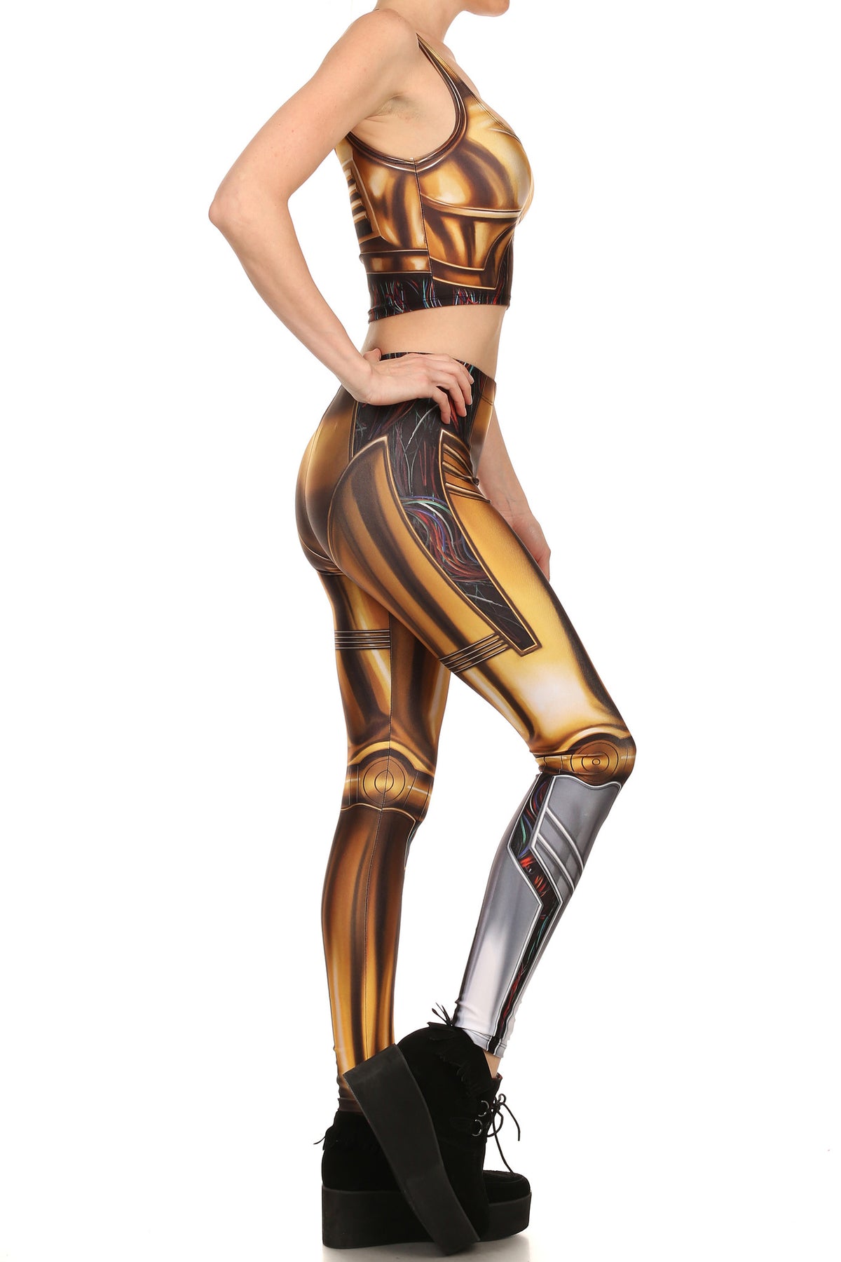 Gold Robot Leggings - POPRAGEOUS
 - 3