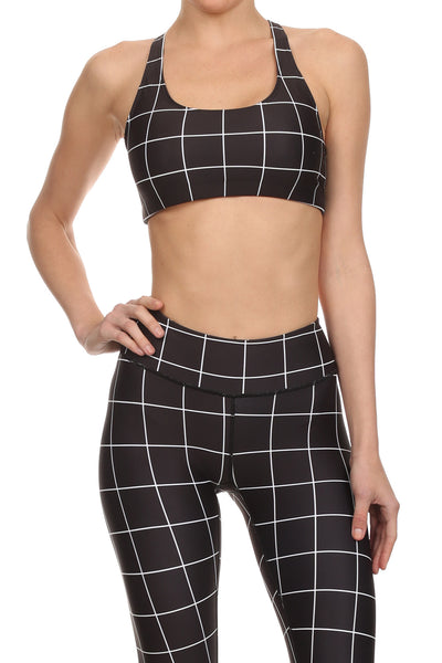 Black Grid Aurora Bra