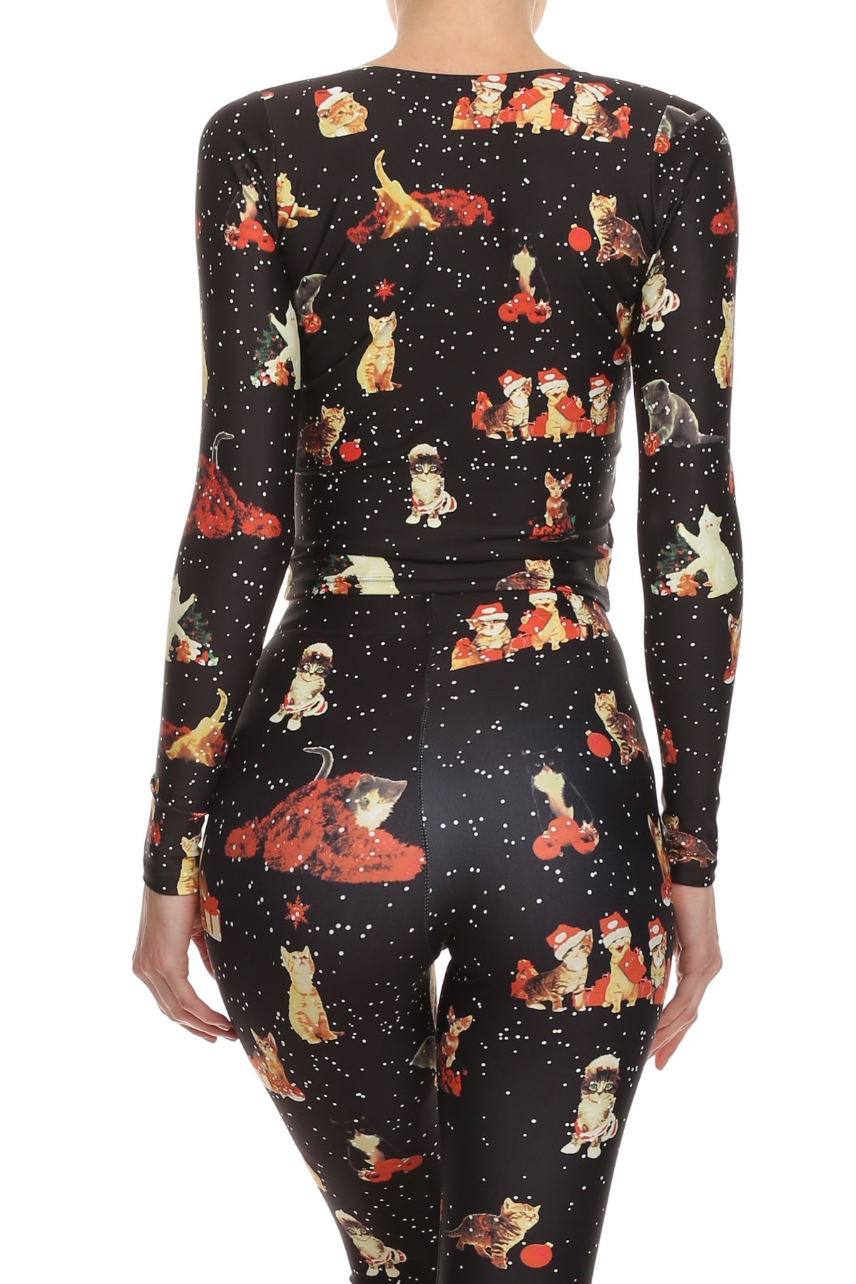 Christmas Kittens Long-Sleeve Crop Top - POPRAGEOUS
 - 3