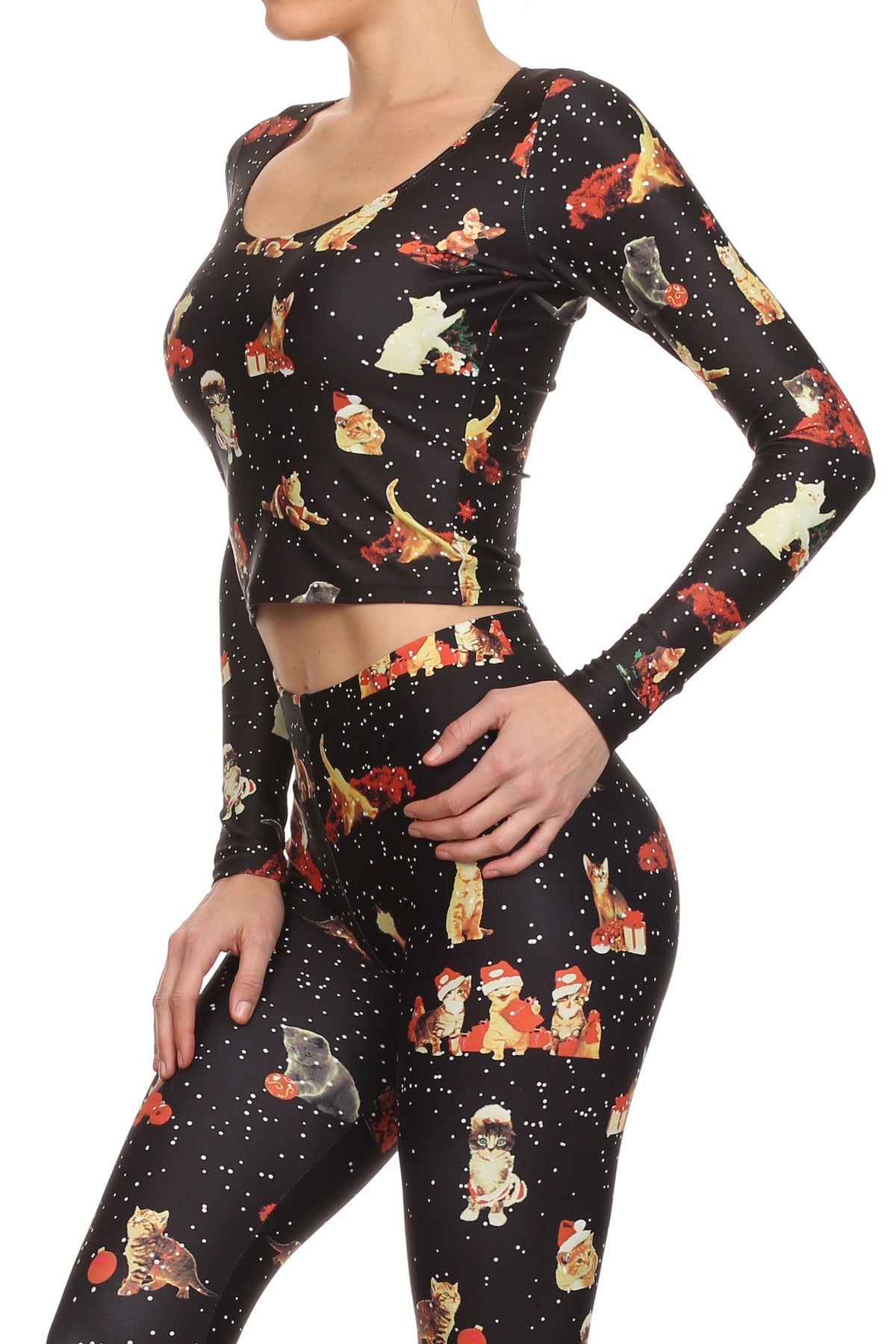 Christmas Kittens Long-Sleeve Crop Top - POPRAGEOUS
 - 2