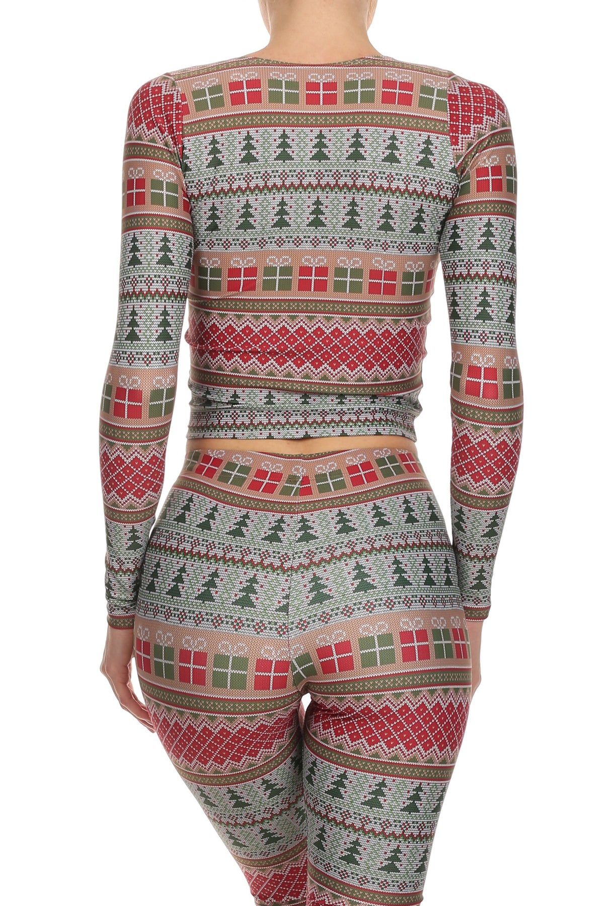 Fair Isle Christmas Long-Sleeve Crop Top - POPRAGEOUS
 - 3