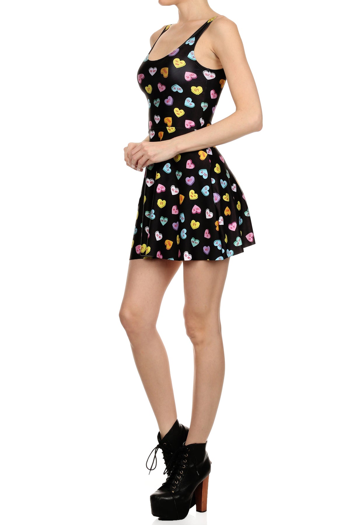 Candy Heart Skater Dress - Black - POPRAGEOUS
 - 2