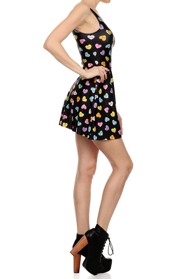 Candy Heart Skater Dress - Black - POPRAGEOUS
 - 3
