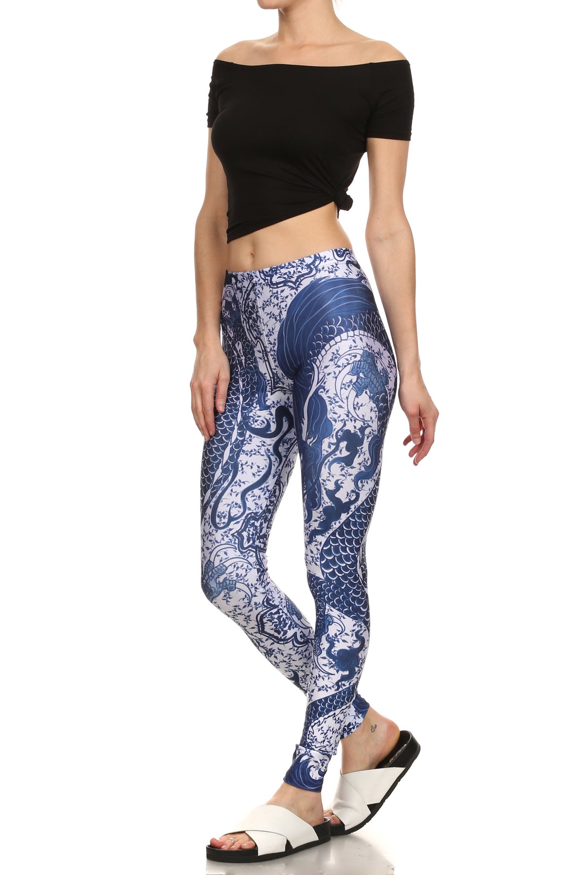 Blue China Dragon Leggings - POPRAGEOUS
 - 2