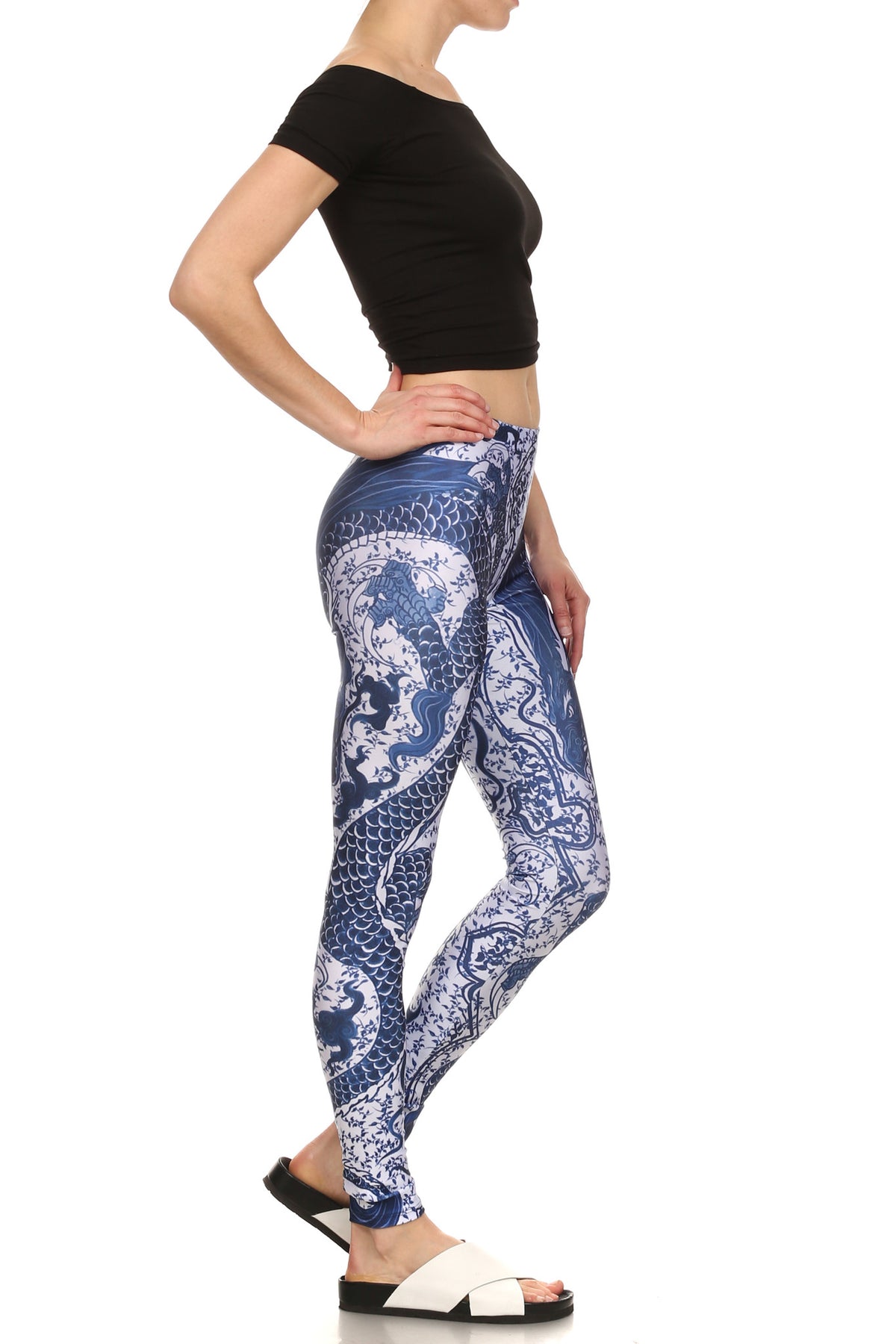 Blue China Dragon Leggings - POPRAGEOUS
 - 3