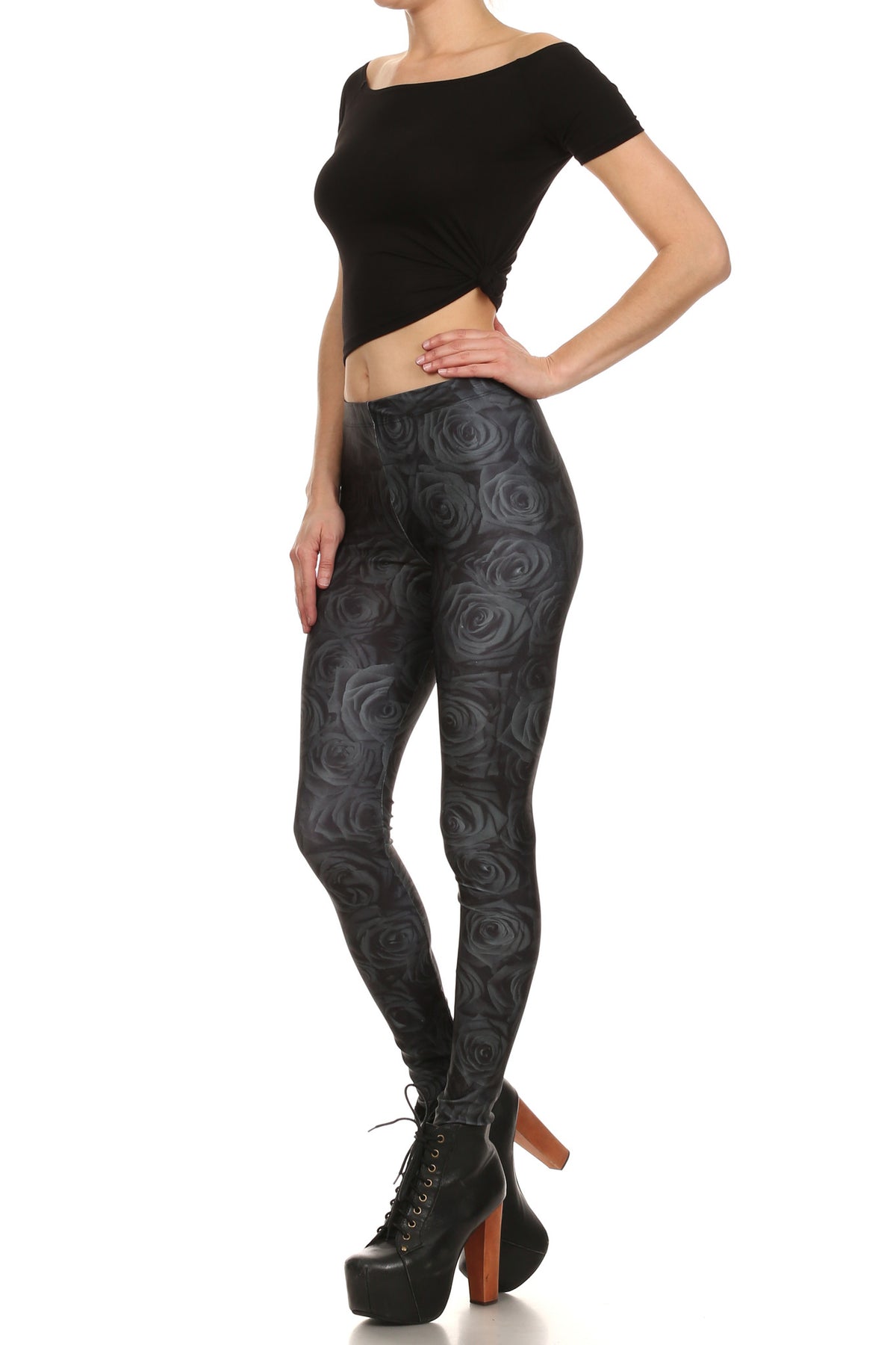 Black Rose Leggings - POPRAGEOUS
 - 2