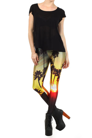 Palm Tree Sunset Leggings - POPRAGEOUS
 - 1
