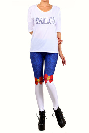 Sailor Lace Bow Leggings - POPRAGEOUS
 - 1