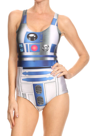 Blue Robot One Piece Swim - POPRAGEOUS
 - 1