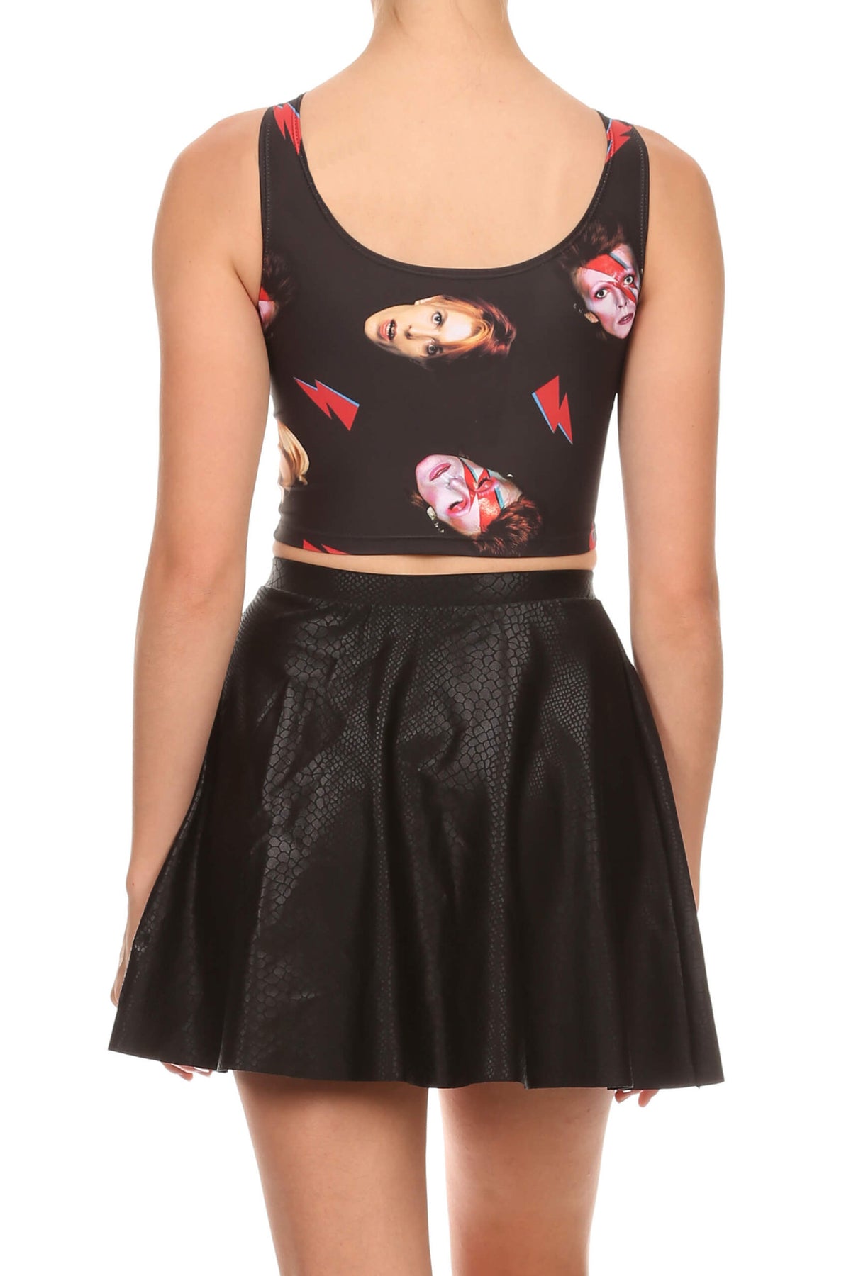 Bowie Faces Crop Top- Black - POPRAGEOUS
 - 3