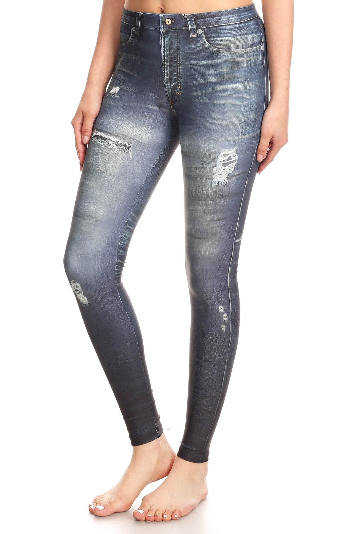 Fake Distressed Jeans - Blue