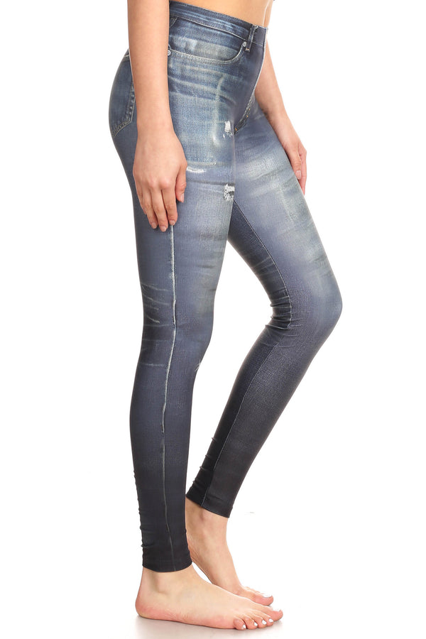 Fake Distressed Jeans - Blue