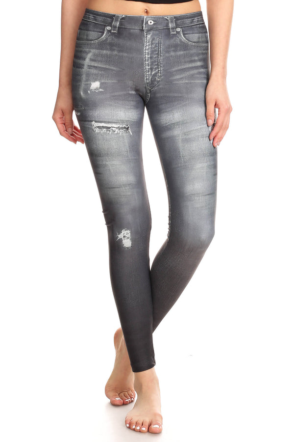 Fake Distressed Jeans - Grey