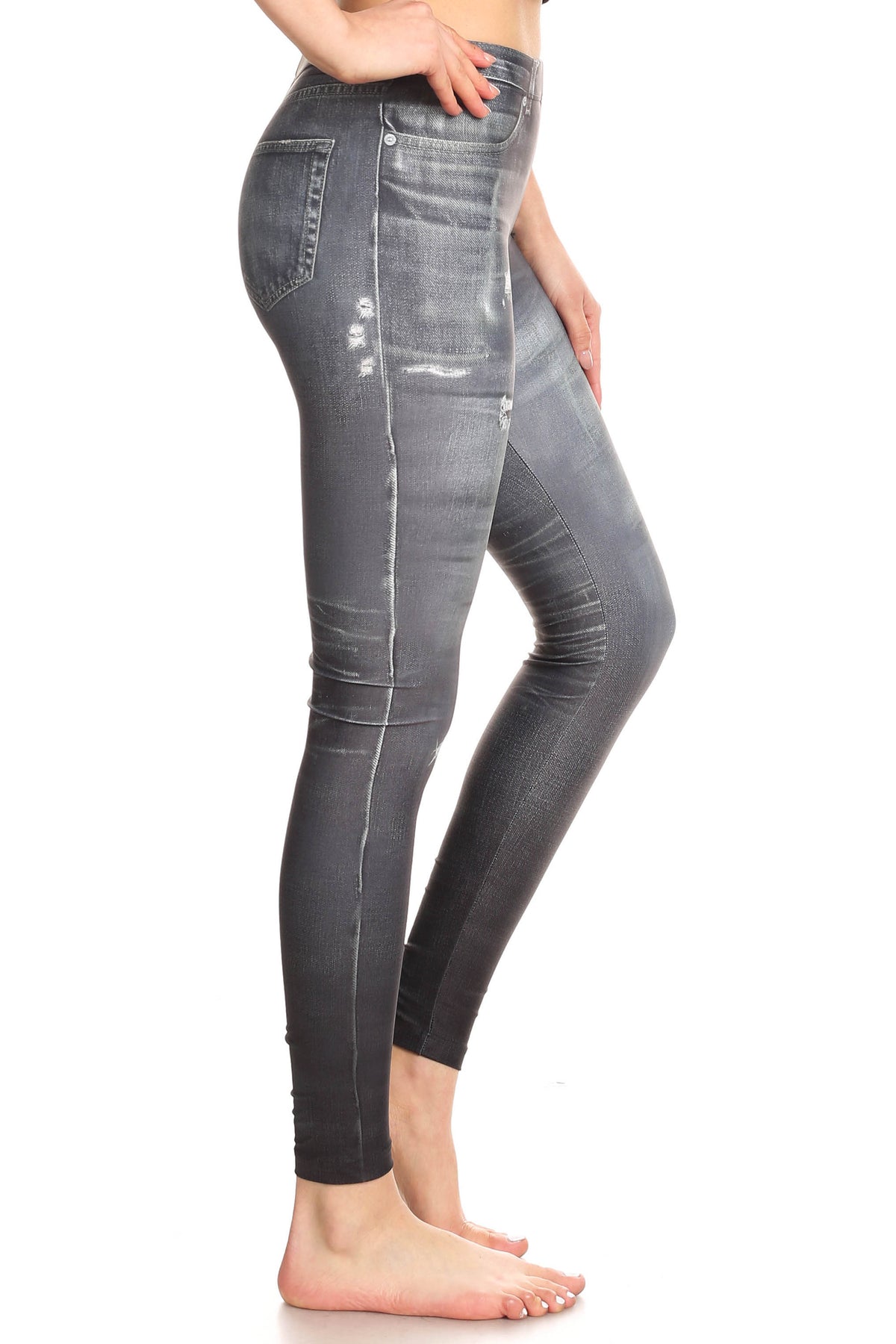 Fake Distressed Jeans - Grey