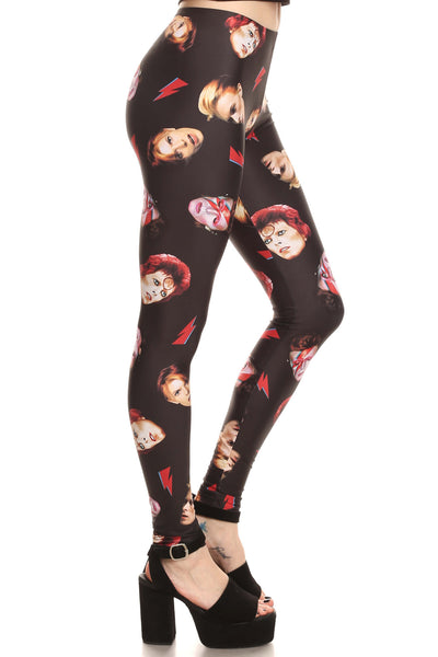 Bowie Faces Leggings- Black