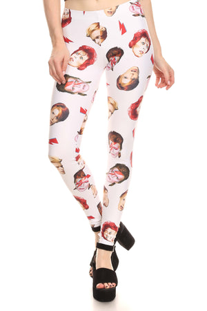 Bowie Faces Leggings- White - POPRAGEOUS
 - 1