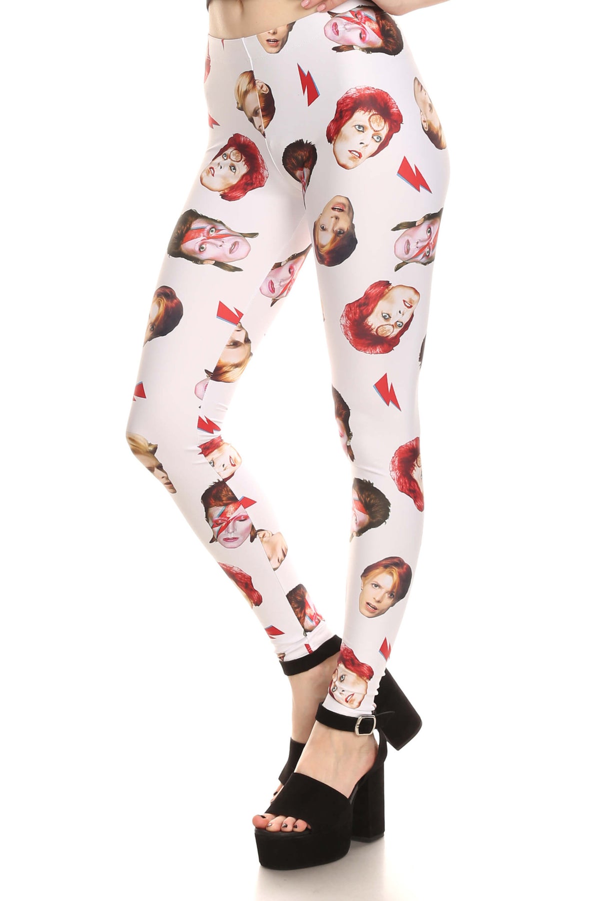 Bowie Faces Leggings- White - POPRAGEOUS
 - 2