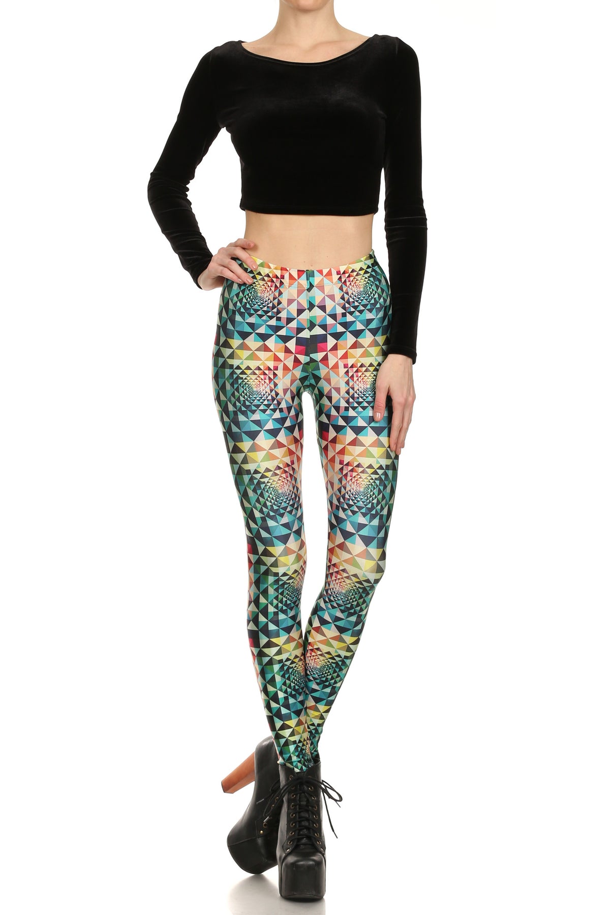 Geometric Rainbow Leggings - POPRAGEOUS
 - 1
