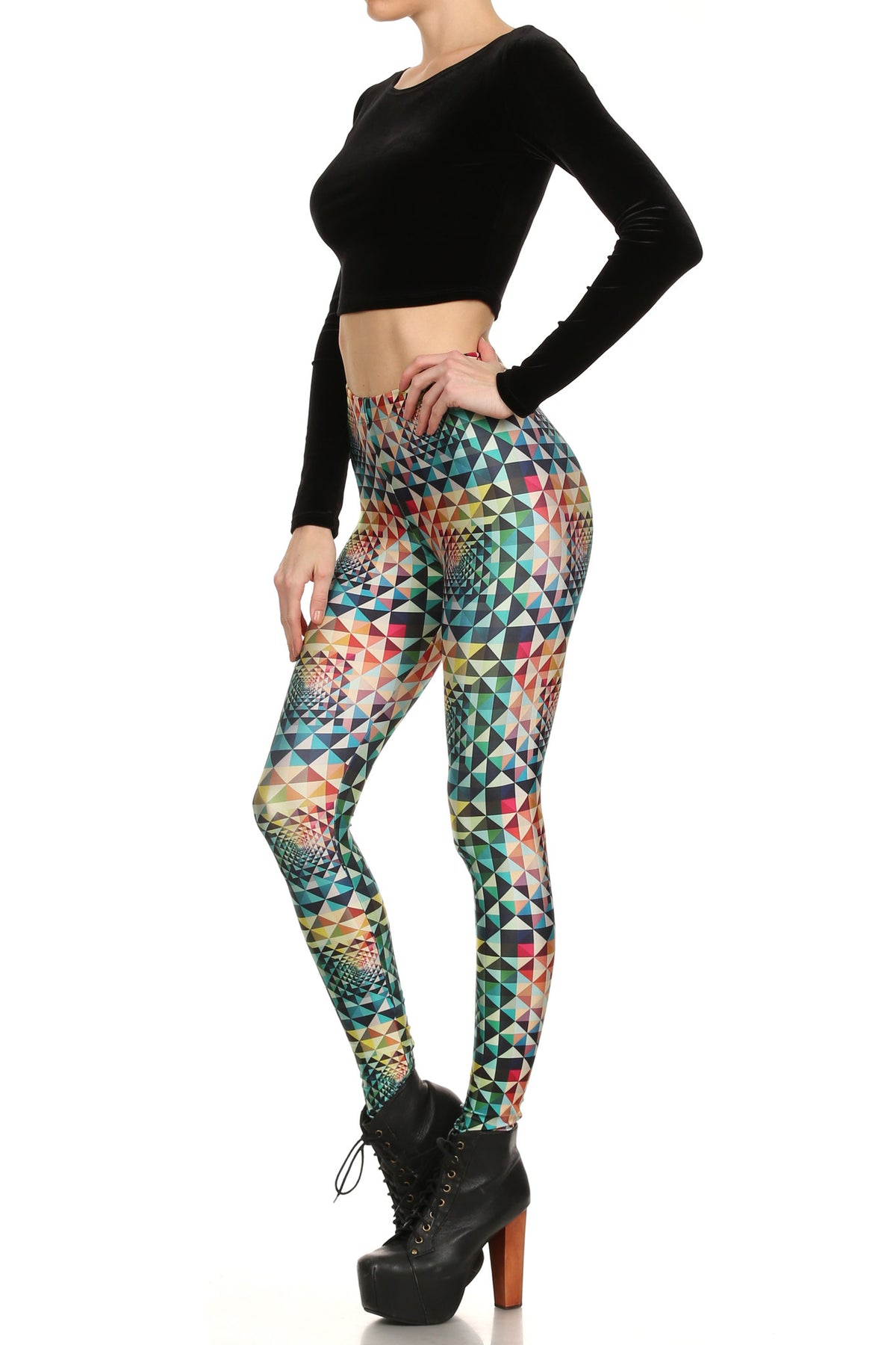 Geometric Rainbow Leggings - POPRAGEOUS
 - 2