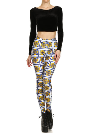 Spanish Floral Tile Leggings - POPRAGEOUS
 - 1