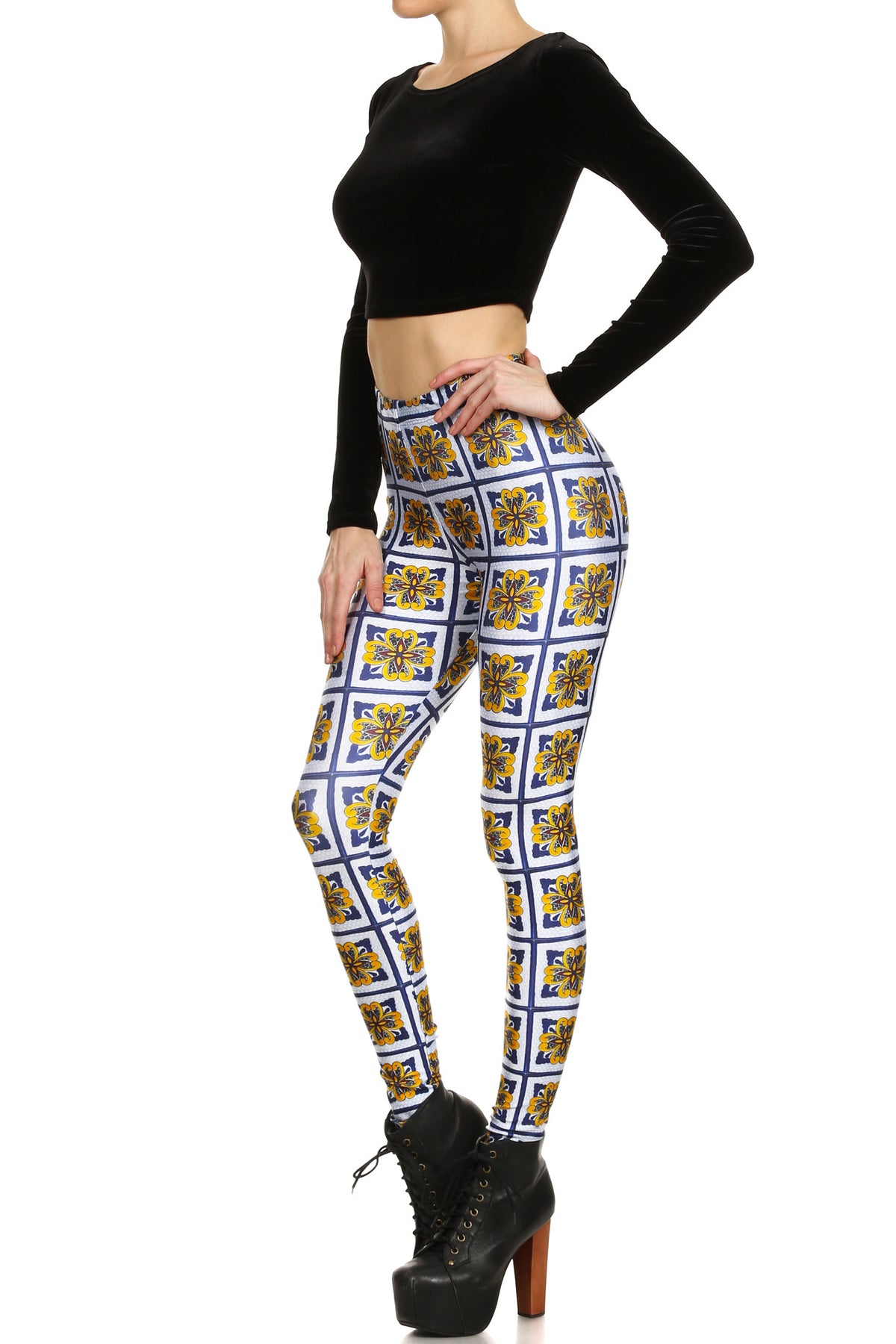 Spanish Floral Tile Leggings - POPRAGEOUS
 - 2