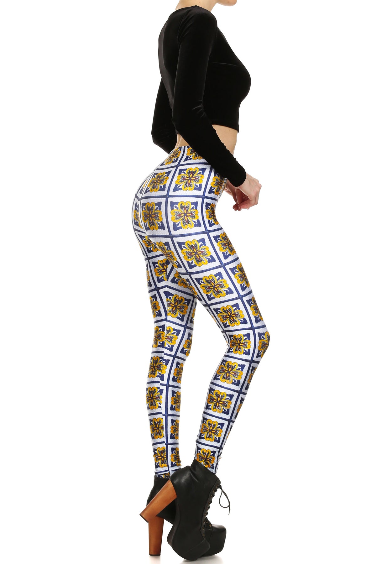 Spanish Floral Tile Leggings - POPRAGEOUS
 - 3