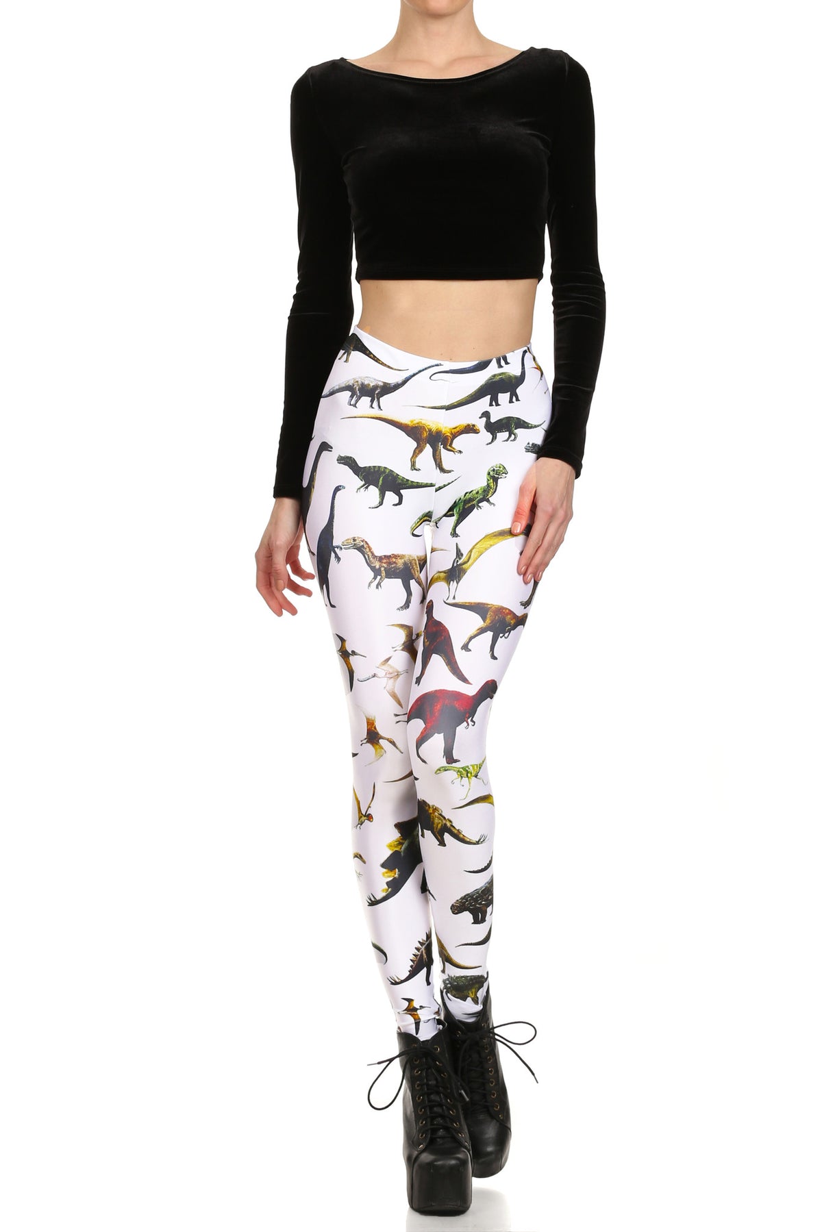 Dinosaur Leggings - White - POPRAGEOUS
 - 1