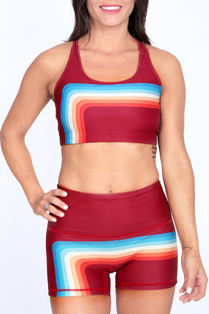 Muted Rainbow Maroon Aurora Bra