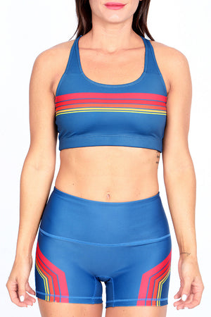 Retro Sunset Stripes Teal Aurora Bra