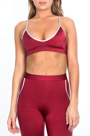 Maroon/Blush Track Sports Bra