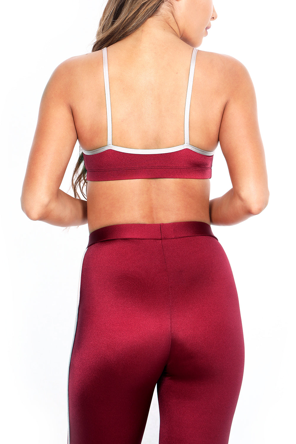 Maroon/Blush Track Sports Bra