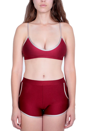 Maroon/Blush Track Booty Short