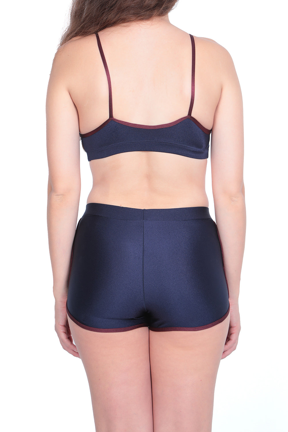 Navy/Burgundy Track Booty Short