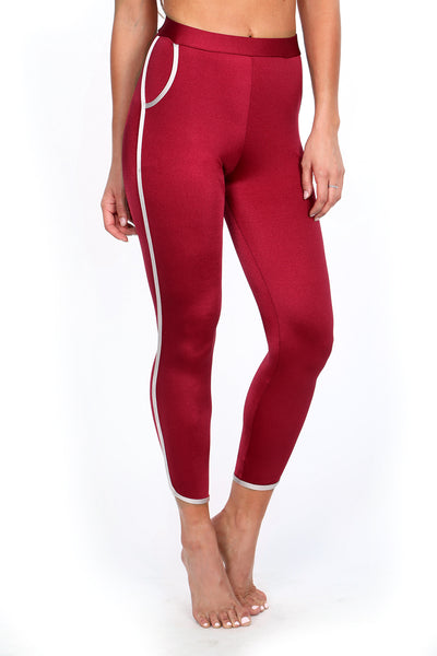 Maroon/Blush Track Leggings