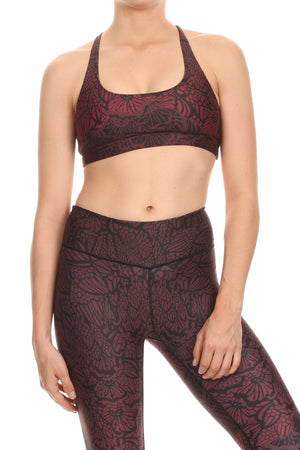 Stencil Flora Aurora Bra - Burgundy - POPRAGEOUS
 - 1