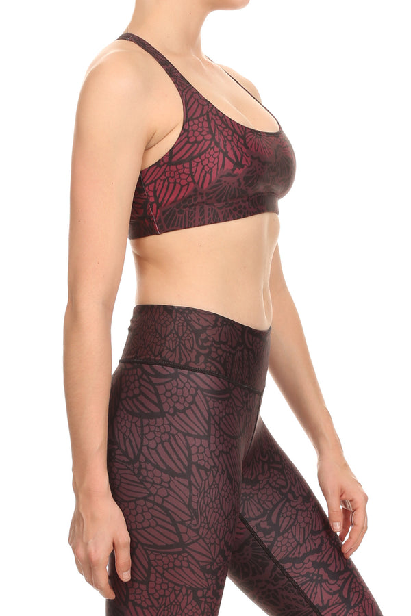 Stencil Flora Aurora Bra - Burgundy - POPRAGEOUS
 - 2