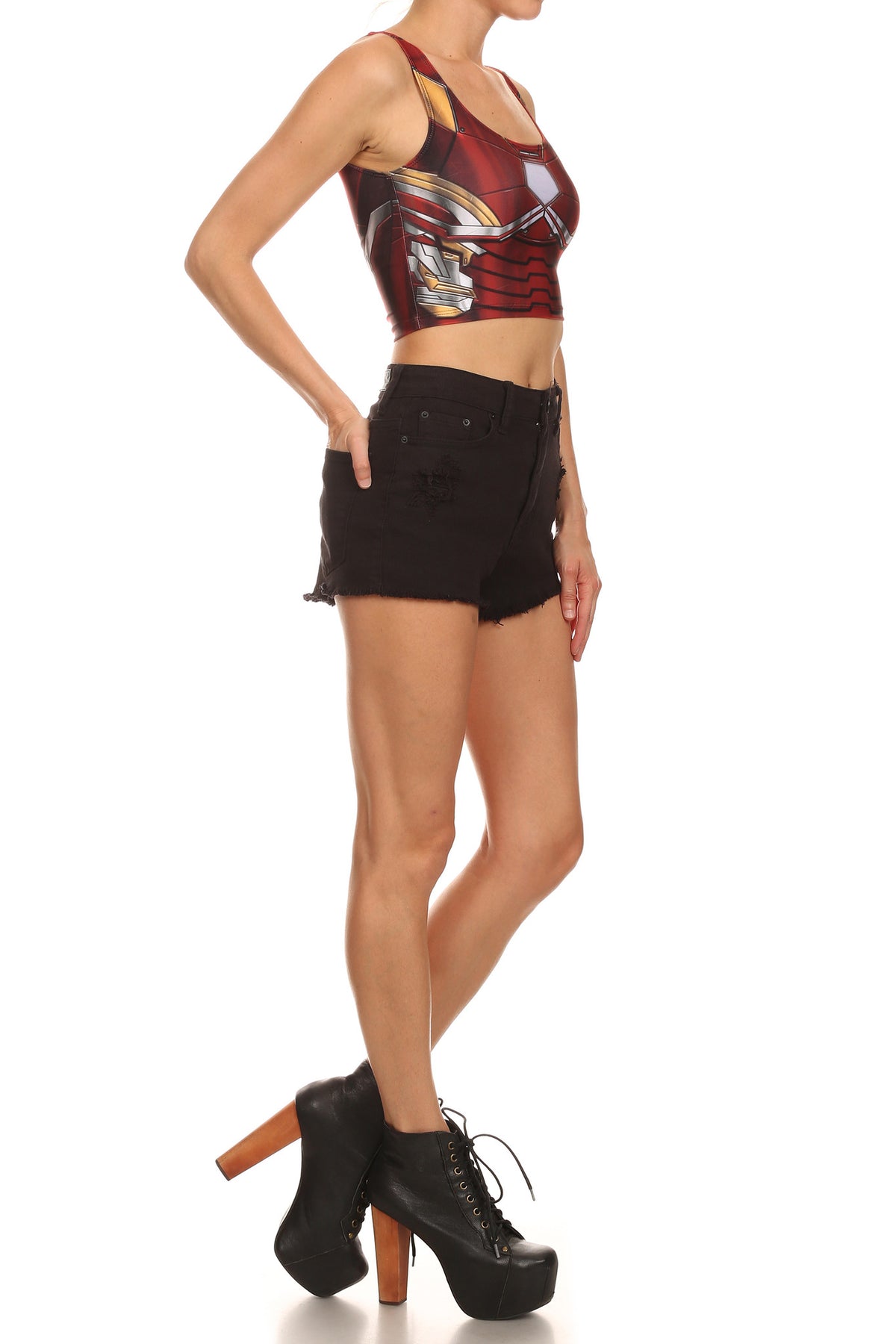 Red Robobabe Crop Top - POPRAGEOUS
 - 3