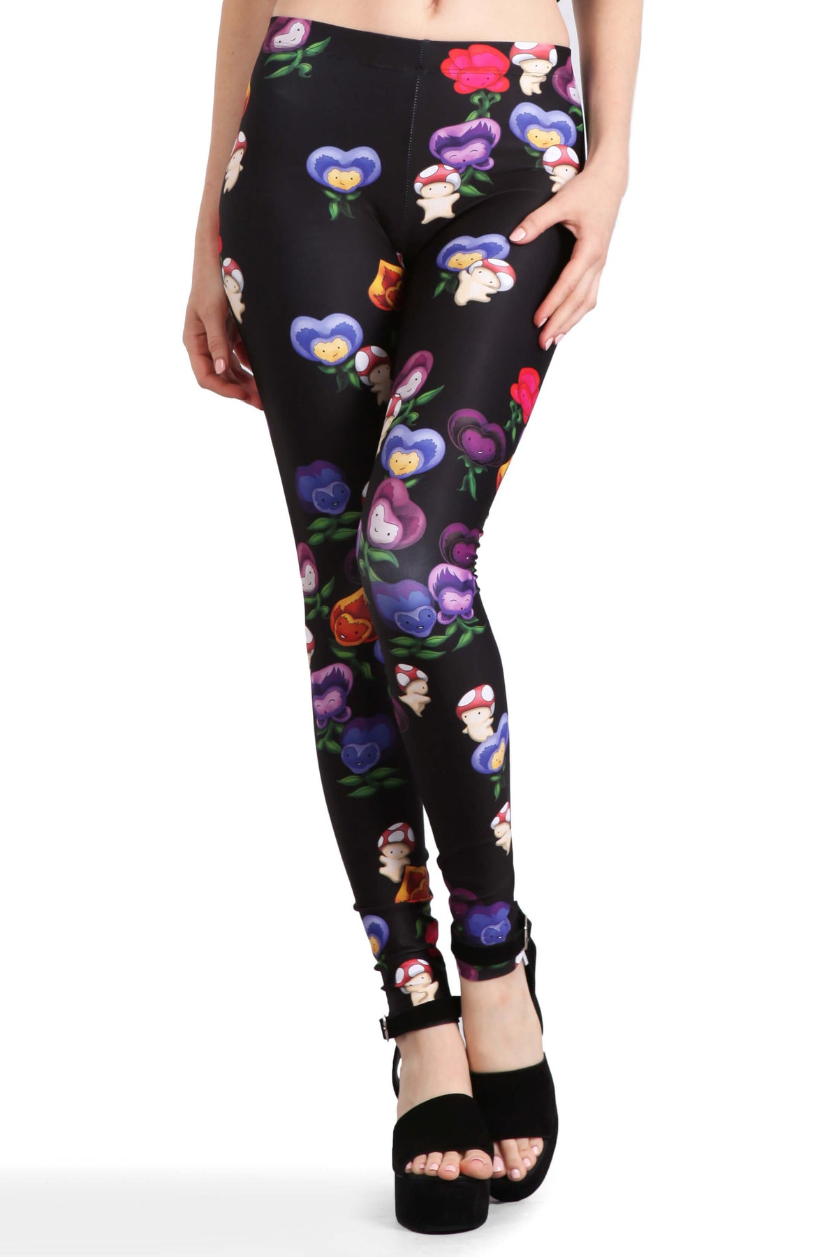Dancing Mushrooms and Pansies Leggings - POPRAGEOUS
 - 1