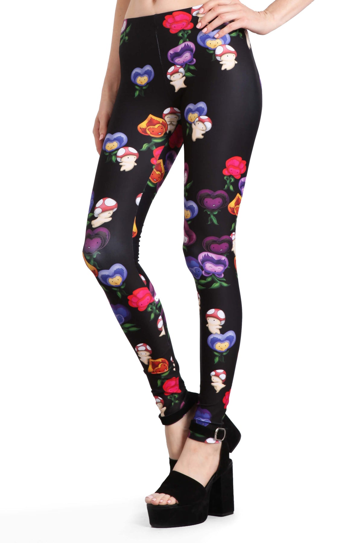 Dancing Mushrooms and Pansies Leggings - POPRAGEOUS
 - 2