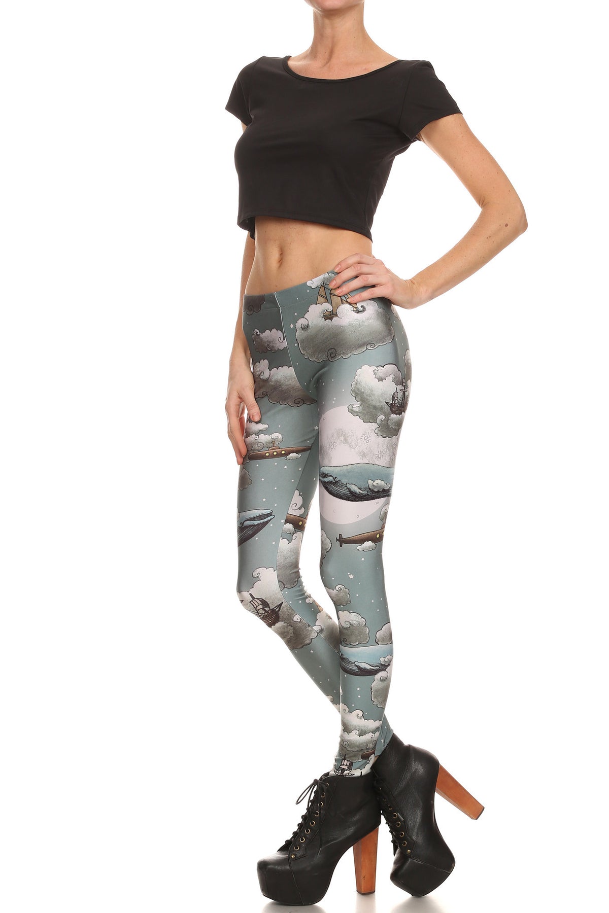 Terry Fan: Ocean Meets Sky Leggings - POPRAGEOUS
 - 2