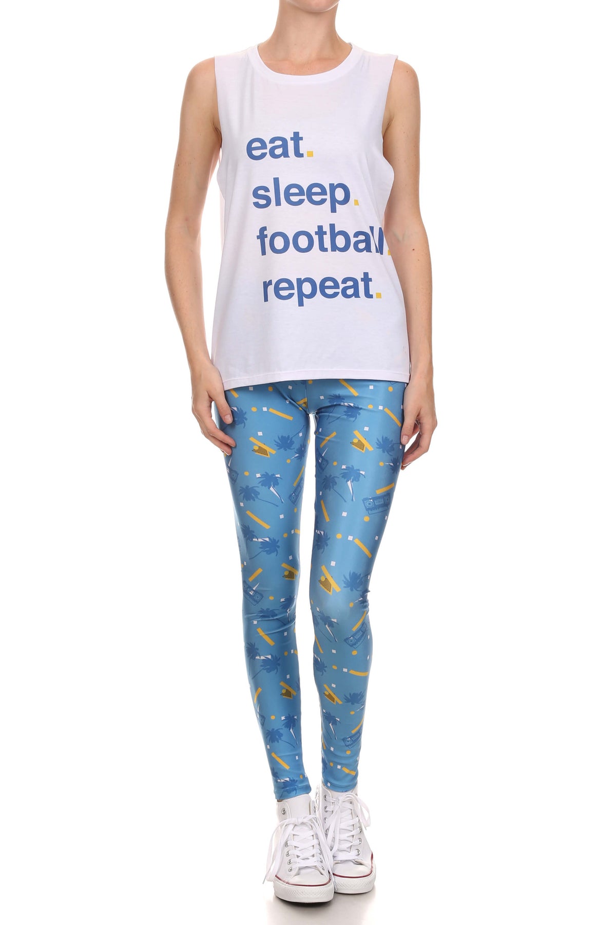 Socality Leggings - Blue & Yellow - POPRAGEOUS
 - 1