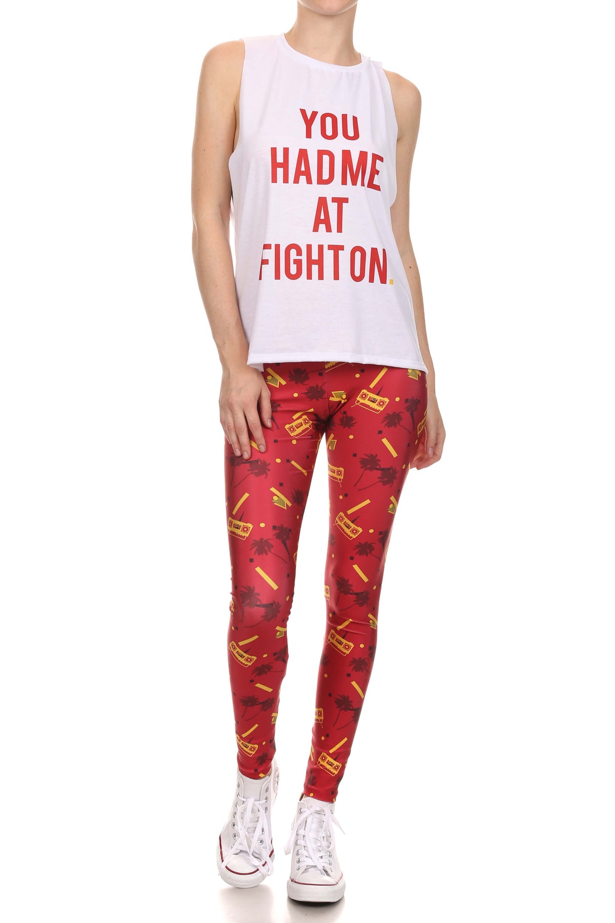 Socality Leggings - Red & Gold - POPRAGEOUS
 - 3