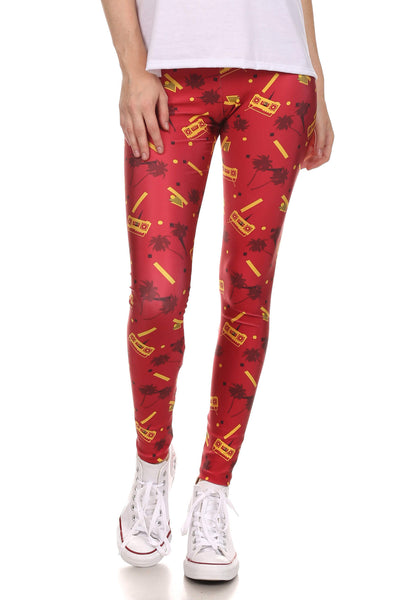 Socality Leggings - Red & Gold