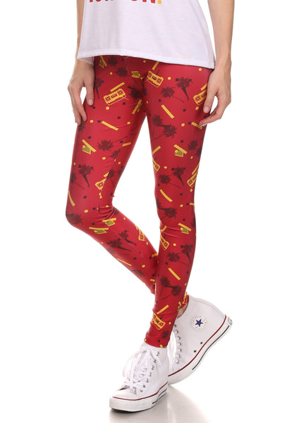 Socality Leggings - Red & Gold