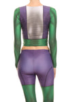 Green Savage Long Sleeve Crop Top - POPRAGEOUS
 - 3