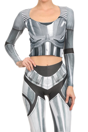 Robotic Long Sleeve Crop Top - Chrome - LIMITED - POPRAGEOUS
 - 1