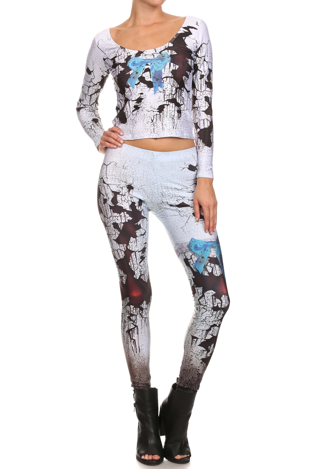 Cracked Creepy Doll Long Sleeve Top - POPRAGEOUS
 - 4