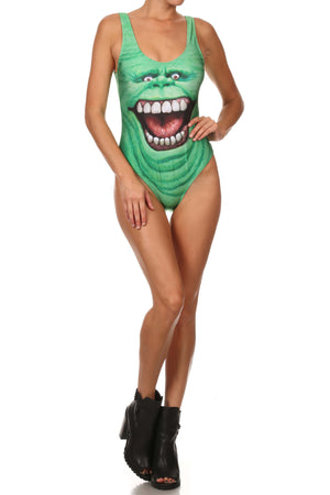 Green Glob Low Back Onesie Swim - POPRAGEOUS
 - 1