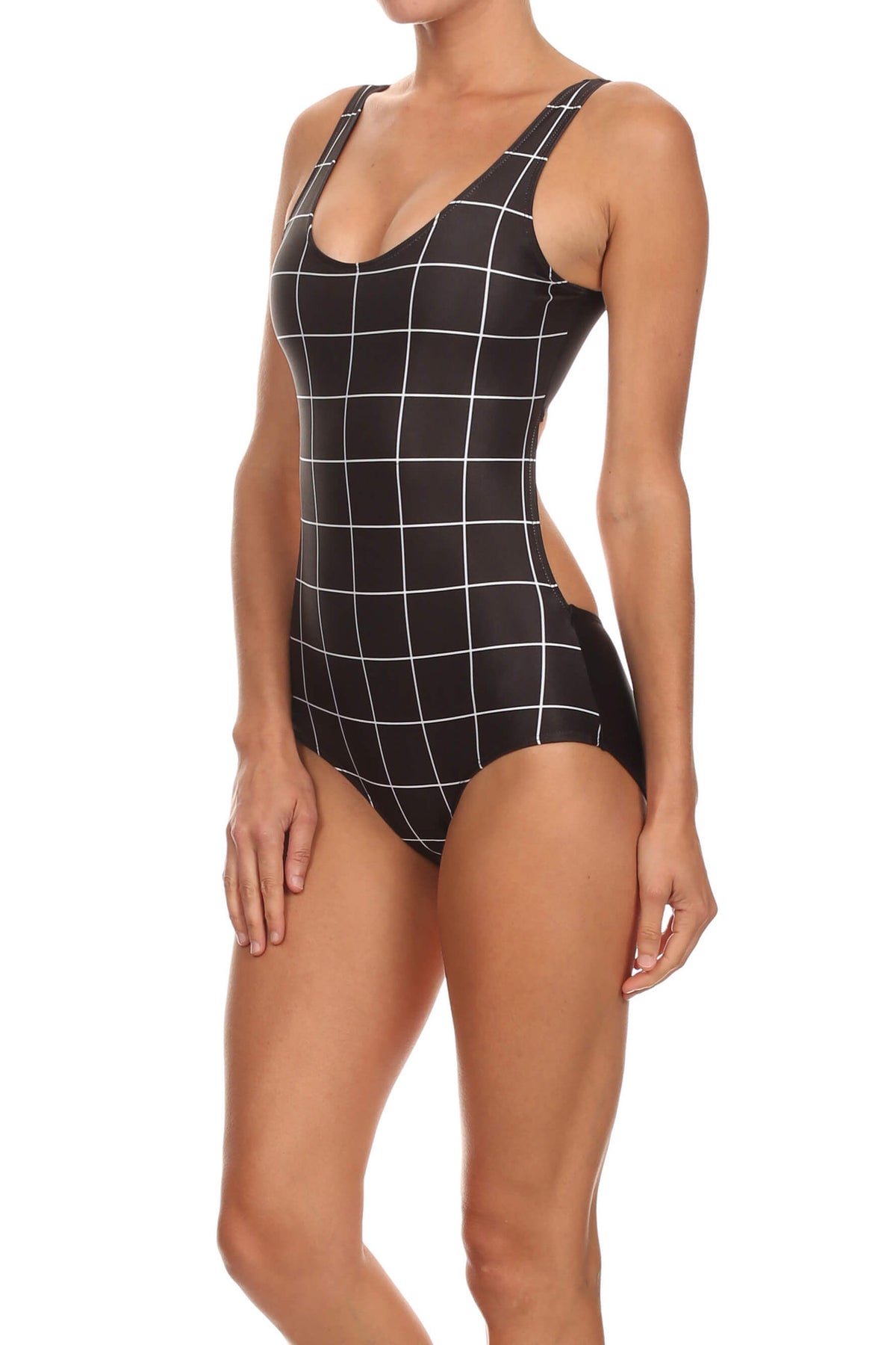 Black Grid One-Piece Swim - POPRAGEOUS
 - 2