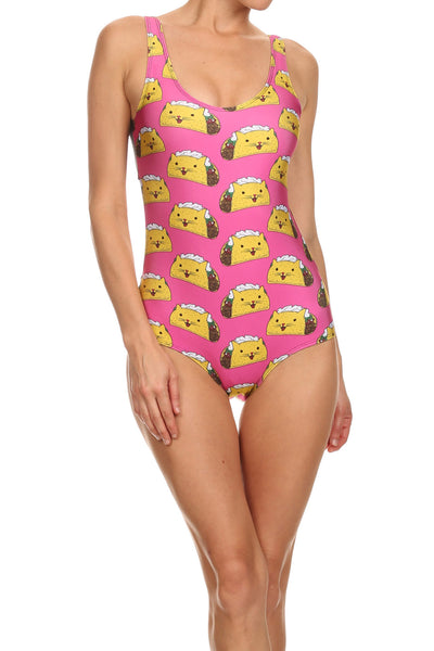 Pink Taco Cat One-Piece Swim